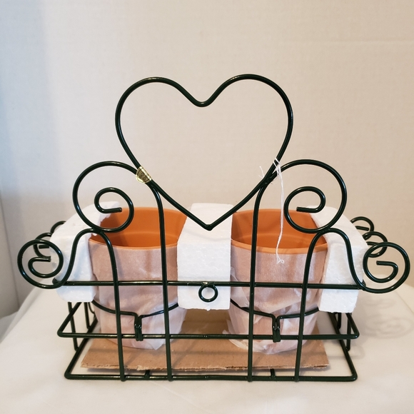 Twin Mini Clay Pot Wall Plant Hanger, Green - Picture 3 of 5